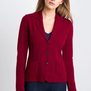 Kinross 100% Cashmere Sweater Blazer Cardigan Red Medium